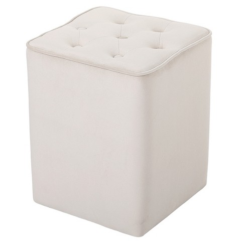 Birdrock Home Tufted Rectangle Ottoman - Velvet Foot Stool - Grey : Target