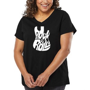 LA Pop Art Rock And Roll Guitar - Women's Word Art V-Neck - 1 of 4