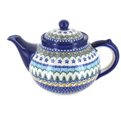 Blue Rose Polish Pottery Holiday Pine Teapot