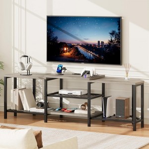 67 Inch Industrial Corner TV Cabinet, Corner Entertainment Center with Power Outlets, 4 Open Storage Shelves, Entertainment Center with Storage - 1 of 4