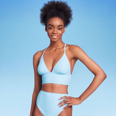 Women's Longline Lace-up Back Bikini Top - Wild Fable™ Light Blue : Target