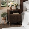 Set of 2 Fluted Wood Tall Nightstands w/ Charging Station - 2 Drawers + Shelf, Outlets & Feet for Bedroom, Living Room End Tables - 2 of 4