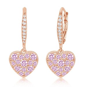 Chanteur Hypoallergenic Kids Jewelry Accessories Heart White CZ Rose Gold Brass Plating Earrings leverback is made from 925 Sterling silver - 1 of 1