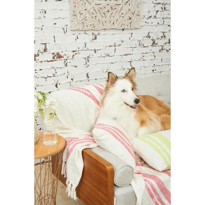 Morgan Citron Yellow Striped Cotton Throw Pillow