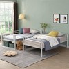 Gulches White Metal Frame Twin Bunk Platform Bed Staircase Safety Rails 350LBS White - 3 of 4