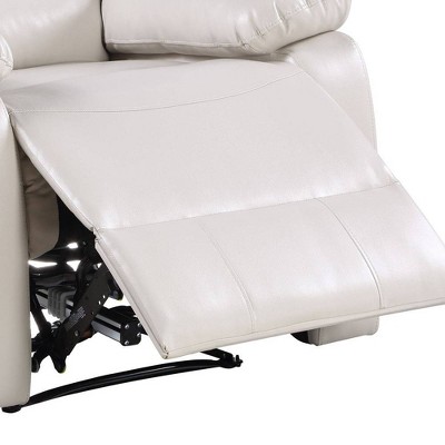 Eilbra Beige Faux Leather Power Recliner with Pillow Top Armrests