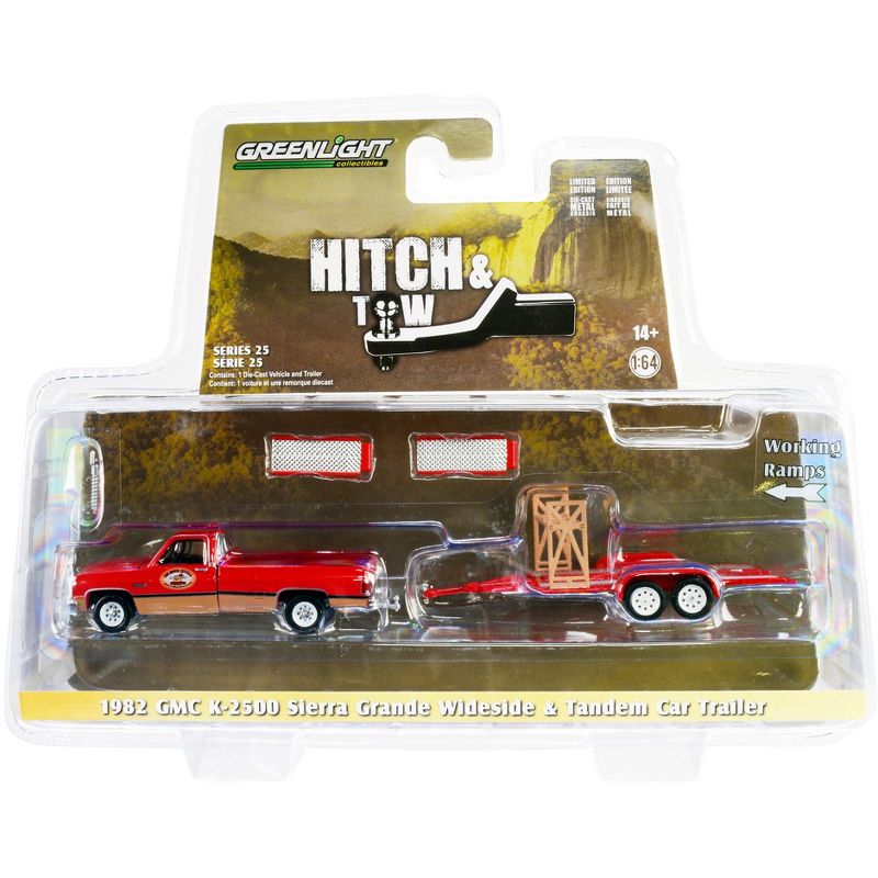 1982 GMC K-2500 Sierra Grande Wideside Pickup Truck Red and Beige with Black Stripes 1/64 Diecast Model Car by Greenlight, 3 of 4