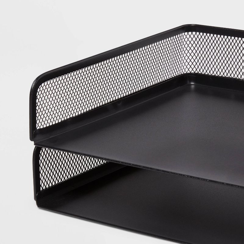 Mesh Stacking Letter Tray with Wide Side Opening Black - Brightroom&#8482;, 4 of 7