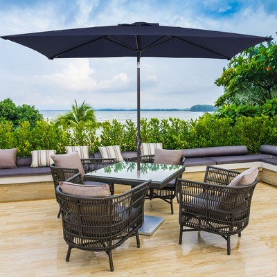 Sonkuki 10x6.5 FT Outdoor Patio Umbrella Market Table Umbrella With a Crank for Garden, Deck and Pool
