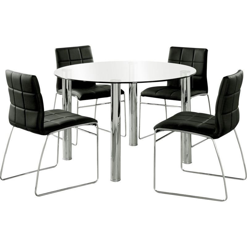 Aneston&#160;Glass Top Chrome Leg Round Dining Table Chrome - HOMES: Inside + Out, 2 of 4