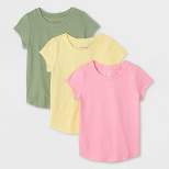 Toddler Girls' 3pk T-Shirt - Cat & Jack™ Pink/Olive Green/Yellow