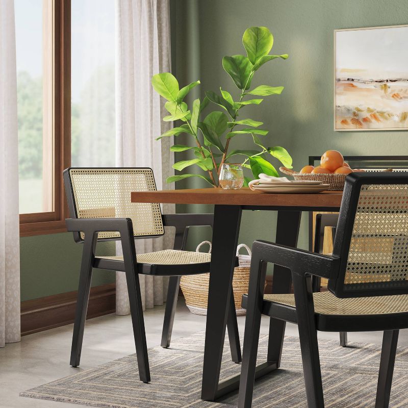Wood Framed Woven Panel Dining Chair - Threshold™, 3 of 7
