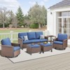 Buenhomino 6 Pieces Outdoor Patio Furniture Set, Rattan Wicker Swivel Rocker Chairs Sets with Ottomans, Sofa Couch, and Coffee Table - 2 of 4
