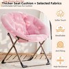Living Room Saucer Chair, Faux Fur Comfy Folding Chair w/Metal Frame, Soft Plush Folding Lounge Chair, Reading Chair - 3 of 4