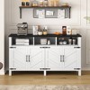 ORRD 59" Modern Sideboard Buffet with Power Outets & USB Ports, 4-Door Storage Cabinet  for Dining Room, Living Room, Entryway, White+Black - 2 of 4