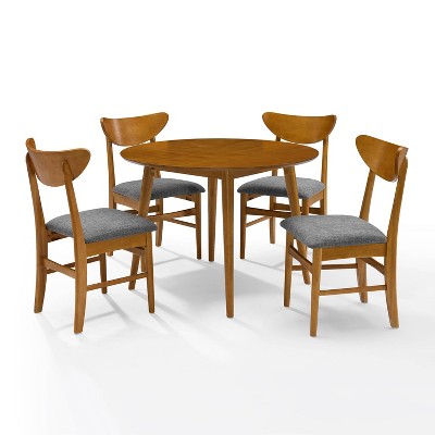 5pc Landon Round Dining Set with Wood Chairs Brown - Crosley