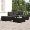 vidaXL Patio Lounge Set with Adjustable Corner Sofa - 4 Piece Black Poly Rattan Set with Thick Cushions and Weather-Resistant Frame - 2 of 4
