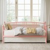 Twin Metal Daybed with Trundle, Pullout Trundle Bed Frame with Arched Headboard, Guest Sofa Bed with Steel Slat Support - 4 of 4