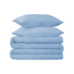 Luxury 700 Thread Count Solid 3 Piece Premium Cotton Duvet Cover Set, Modern Solid, Included: One Duvet Cover and Two Pillowshams by Blue Nile Mills - 1 of 3