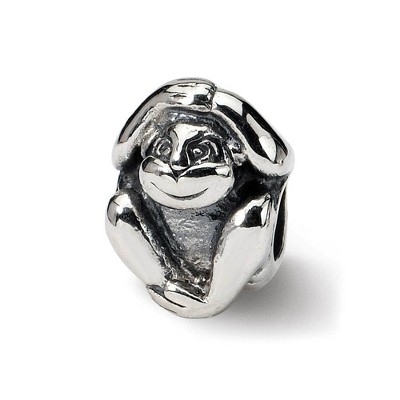 Black Bow Jewelry Sterling Silver Laughing Monkey Bead Charm