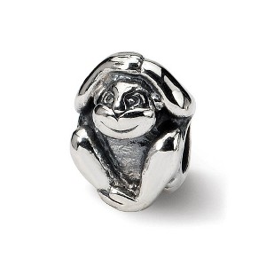 Black Bow Jewelry Sterling Silver Laughing Monkey Bead Charm - 1 of 3
