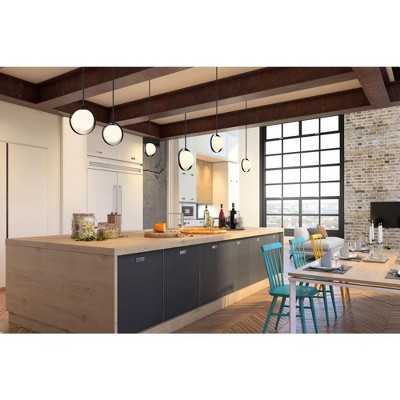 Matte Black Mini Globe Pendant Light with Matte Opal Glass