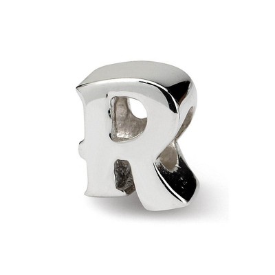 Black Bow Jewelry Sterling Silver Letter R Polished Bead Charm, 10mm