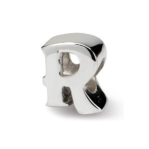 Black Bow Jewelry Sterling Silver Letter R Polished Bead Charm, 10mm - 1 of 3