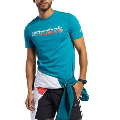 Reebok Mens Logo Graphic T-Shirt, Blue, Medium