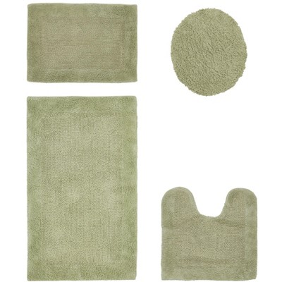 Edge Bath Rug 100% Premium Cotton Ultra-Soft Water Absorbent Tufted Solid Reversible 4 Piece Bathroom Rug Set for Machine Washable Bathmat