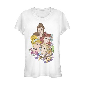 Junior's Disney Princesses Artistic Portrait  T-Shirt - White - Small - 1 of 2