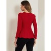 INSPIRE CHIC Women's Long Sleeve Scoop Neck Casual Peplum Shirt - 4 of 4