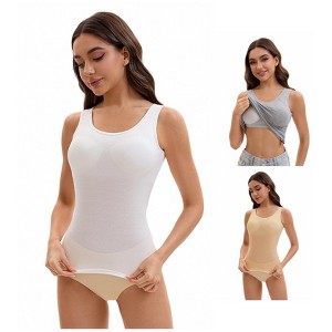 INSPIRE CHIC Women's 3 Pcs Wide Strap Built-In Padded Bras Casual Tank Camisoles - 1 of 4