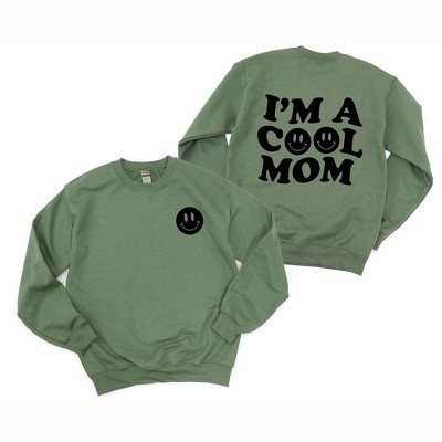 Simply Sage Market Women's Graphic Sweatshirt I'm A Cool Mom Smiley Face Front And Back