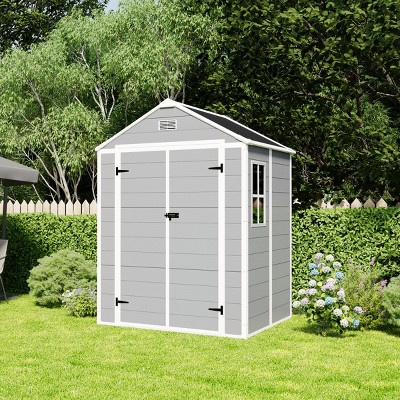 8x8FT Outdoor Storage Shed with Waterproof UV-Resistant PP Panels, HD Windows, Heavy-Duty Structure - Coolbibila