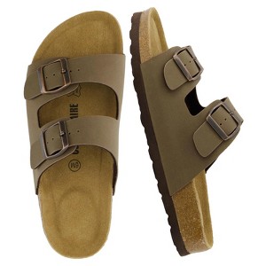 CUSHIONAIRE Lane Cork Footbed Sandals for Women –Comfortable Double Buckle Slip-On with Genuine Suede Footbed & Arch Support Slides for Women Footwear - 1 of 4