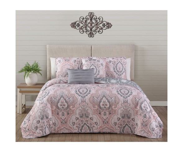 Queen 5pc Odette Quilt Set Blush - Avondale Manor