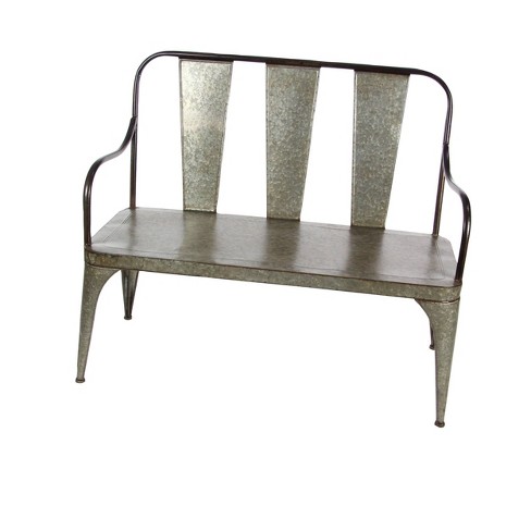 Garden Farmhouse Dining Park Bench Rustic Metal Iron Acacia Wood