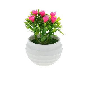 Unique Bargains Artificial Plants Mini Rose Arrangement Plastic 3.15"x3.15"x4.33" 1 Pcs - 1 of 4