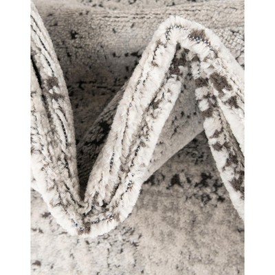 Leipzig Abstract Gray Synthetic 9'x12' Low Pile Area Rug