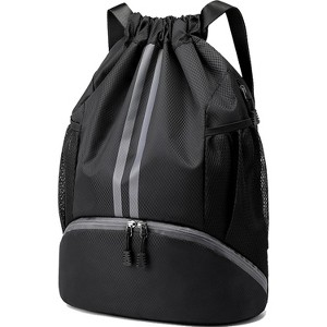 Drawstring Sports Backpack with Shoe and Wet Pockets, Water-Resistant Gym & Swim Bag for Men and Women - 1 of 4