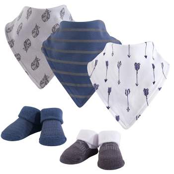 Yoga Sprout Baby Boy Cotton Bandana Bibs and Socks 5pk, Arrows, One Size