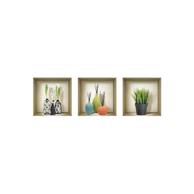 HomeRoots Set of Three Joy Faux Niche 3D Peel and Stick Wall Decals