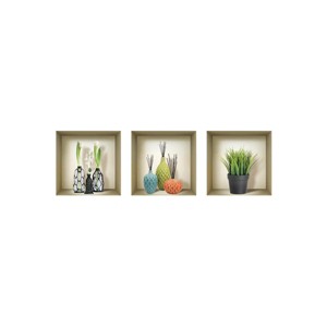 HomeRoots Set of Three Joy Faux Niche 3D Peel and Stick Wall Decals - 1 of 4
