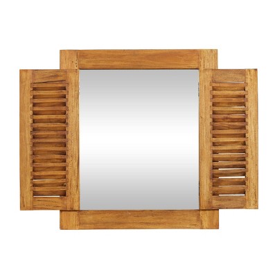 Rustic Wood Decorative Wall Mirror Brown - Olivia & May