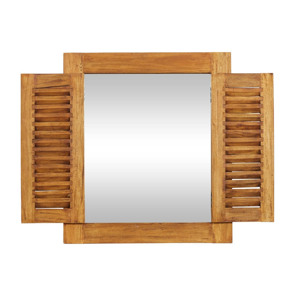 Photos - Wall Mirror Rustic Wood  Brown - Olivia & May