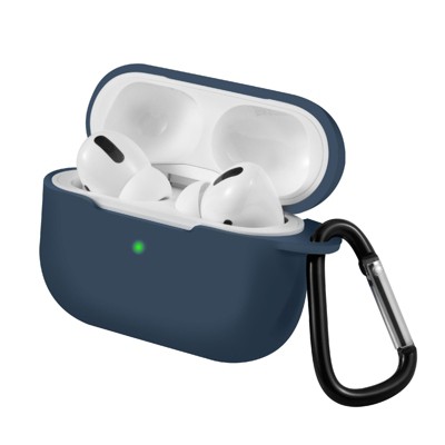 Insten Case Compatible with AirPods Pro - Protective Silicone Skin Cover with Keychain, Midnight Blue