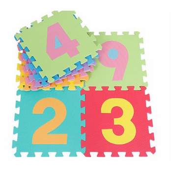 Insten Foam Alphabet & Numbers Floor Mat with Solid Colors, Soft Flooring for Kids Playroom, Yoga & Exercising, 11.6x11.6 in