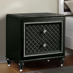 Royal Hampton Two Drawer Solid Wood Nightstand with Turned Legs, Gray and Silver - 1 of 4