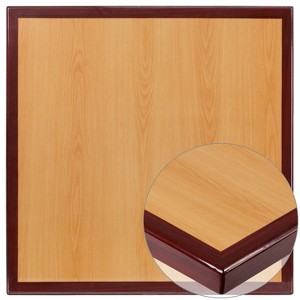 Emma and Oliver 36" Square 2-Tone High-Gloss Cherry / Mahogany Resin Table Top - 1 of 4